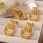 Stainless Steel Geometric Striped Earrings Light Luxury Irregular Spiral Ornaments for Women