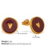 color: EH1186 Red Enamel Gold Stud Earrings