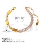color: SL442WEG White Zircon Mixed Connected Bracelet