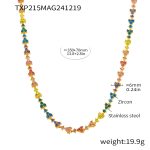 color: TXP215-Gold Mixed Colors Zircon Necklace