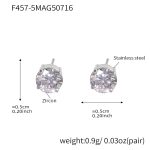 color: F457-Steel Color Zircon Stud Earrings -5mm