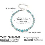color: TXE610-Blue Zircon Steel Color Bracelet -17+5cm