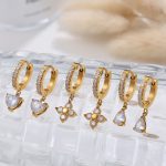 INS Love Stainless Steel Earrings Studded with Zircon Light Luxury Design Non-Fading Heart-Shaped