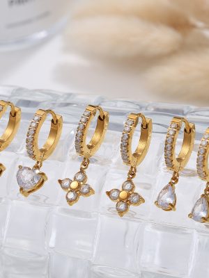 INS Love Stainless Steel Earrings Studded with Zircon Light Luxury Design Non-Fading Heart-Shaped
