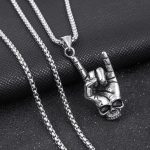 Hip Hop Gesture Cross Stainless Steel Pearl Chain Necklace Vintage Pendant Ornaments