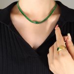 color: P1234-Green Zircon Necklace -40+5cm