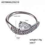 color: A978-Steel Color White Zircon Ring / size: US 7