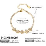 color: E403-Flower White Zircon Gold Bracelet -17.5+5cm