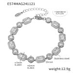 color: E574-Steel Color Four Square Zircon Stone Bracelet