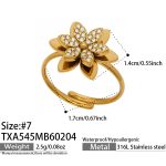 color: TXA545-Gold Double Layer Flower Ring -Size 7