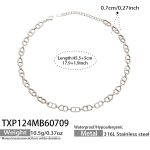 color: TXP124-Box Link Chain Zircon Steel Color Necklace -45.5+5cm