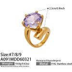 color: A091-Gold Purple Zircon Ring / size: US 7