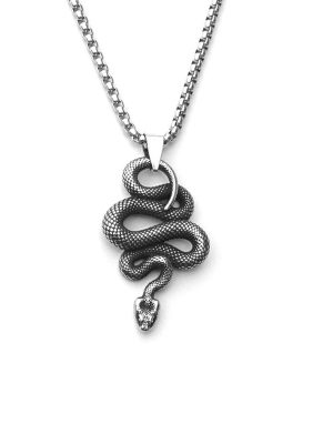 New Retro Viking Stainless Steel Animal Spirit Snake Pendant Creative Snake Pendant Necklace