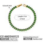 color: E314-Green Zircon Bracelet -17cm