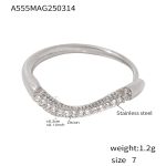 color: A555-Steel Color Zircon Ring / size: US 7