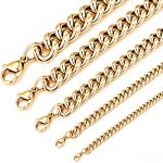 18K Gold Cuba Thick Straps 4-6-8mm Stainless Steel Necklace Domineering Bracelet round Grinding Chain Lobster Buckle Ornament