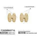 color: F260-Letter H Gold Earrings