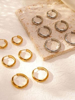 5mm round Spherical Stainless Steel Earrings All-Match Women's 18K Gold Plating Earrings