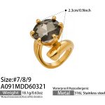 color: A091-Gold Black Zircon Ring / size: US 7