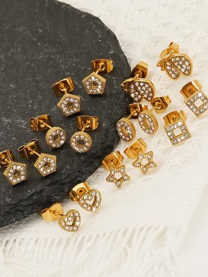 Love Moon XINGX Inlaid Zircon Advanced Stud Earrings for Women Personality Wild Earrings