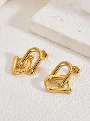 Classic style stainless steel earrings, vintage U-shaped bohemian high-end 18k gold drop earrings that won’t fade.