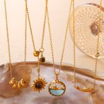 Dolphin SUNFLOWER Clavicle Chain Simple Stainless Steel Vintage Necklace