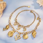 Ocean Tassel Necklace Bracelet Starfish Shell Pendant Stainless Steel 18K Gold Plating Necklace
