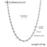 color: TXP215-Steel Color White Zircon Necklace