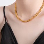 color: P1530-Gold Necklace -40+5cm