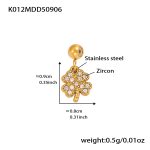 color: K012-Gold Four-petal Flower Zircon Pendant