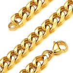 color: Width 3.5mm Stainless Steel Gold / size: 18+5cm Bracelet