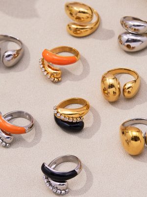 Electric Opening Ring Set Plated 18K Real Gold Dripping Zircon Index Finger Ring 24H Collection