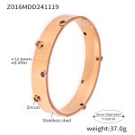 color: Z016-Rose Red Colorful Zircon Bangle