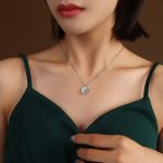 color: P1081-Steel Color White Sea Shell Rose Necklace 40+5cm