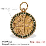color: PJ489GNG Green Rhinestone Gold Pendant