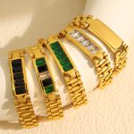 Elegant Thick Chain Jewelry Hip Hop Titanium Plated 18K Gold Zircon Inlaid Strap Chain Light Luxury Jewelry