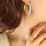 color: F657-Pale Blue Color Enamel Gold Earrings