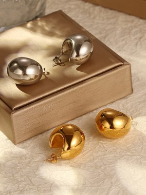 round High-Grade Stainless Steel Hollow Earrings Simple Women's Geometric Earrings