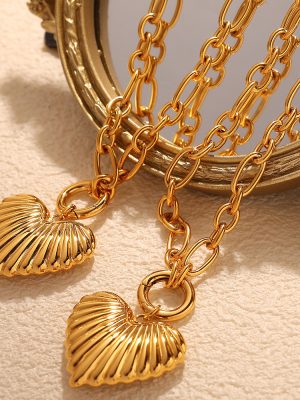 Ins18k Real Gold Necklace Electroplating Daily Trendy Simple OT Buckle Love All-Matching