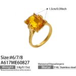 color: A617-Cube Glass Stone Gold Ring / size: US 6
