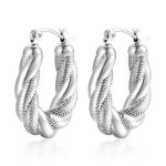 color: Cast Stainless Steel U Shape Twist Earrings Steel Color MS-064