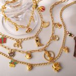 New DIY Colorful Cartoon Pendant Necklace Stainless Steel Plated 18K Gold Accessories