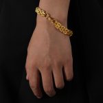 color: NE008-Gold Diagonal Lobster Clasp Bracelet -20cm