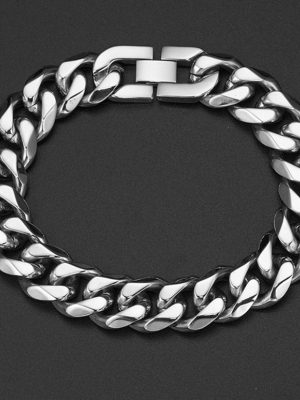 Stainless Steel Cuban Link Chain Bracelet Polished Exquisite Men's Domineering Jewelry