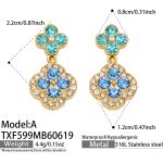 color: TXF599-A Style Blue Zircon Gold Earrings