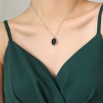 color: P704-Steel Color Large Black Necklace