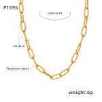 color: P1896-Gold Necklace -36+5cm