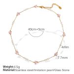 color: XL246 Pink Stone Gold Necklace