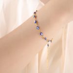 color: E459-Deep Blue Enamel Gold Bracelet -18+4cm