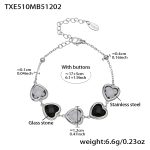 color: TXE510-Black Faceted Stone Steel Color Bracelet 16.5+5cm